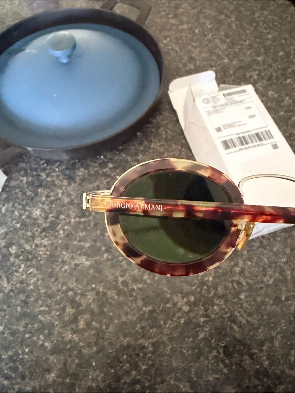 Giorgio Armani Tortoiseshell Round Sunglasses with Black Lenses vintage